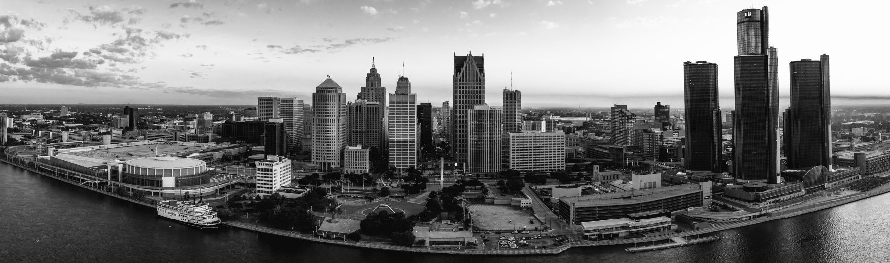 Detroit skyline in grey